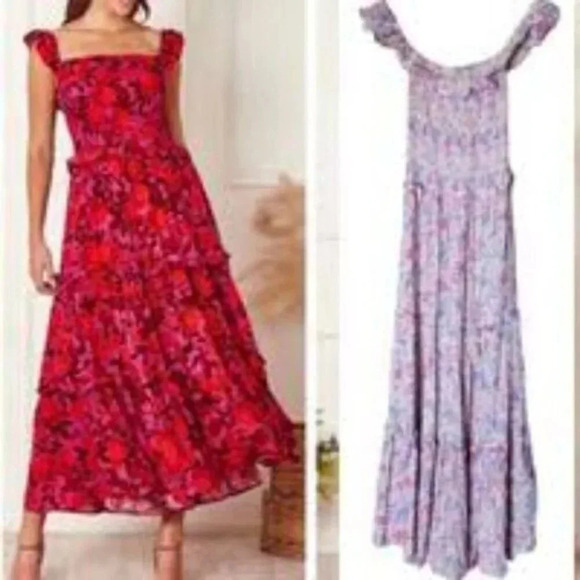 Abel the Label Pink Purple Floral Romance Off the Shoulder Maxi Dress XS - Picture 3 of 14